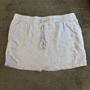 Ellen Tracy Company XL Linen Light Blue Skort Pockets Elastic Tie‎ Waist